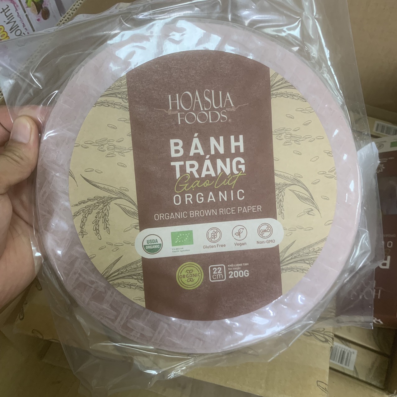 Bánh tráng gạo lứt hữu cơ hoa sữa foods organic brown rice paper 200g