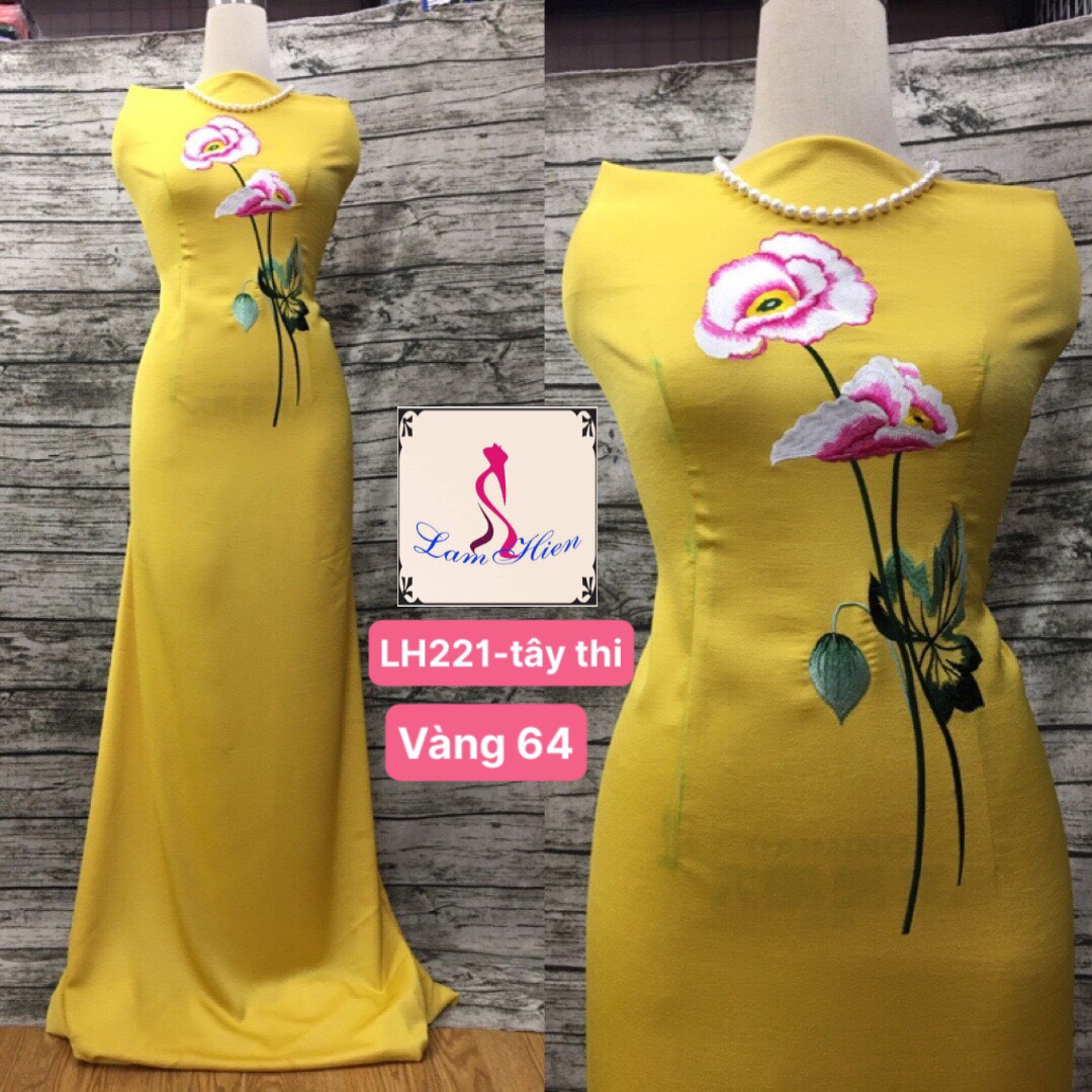 Vải áo dài lụa tây thi bông thêu LH221