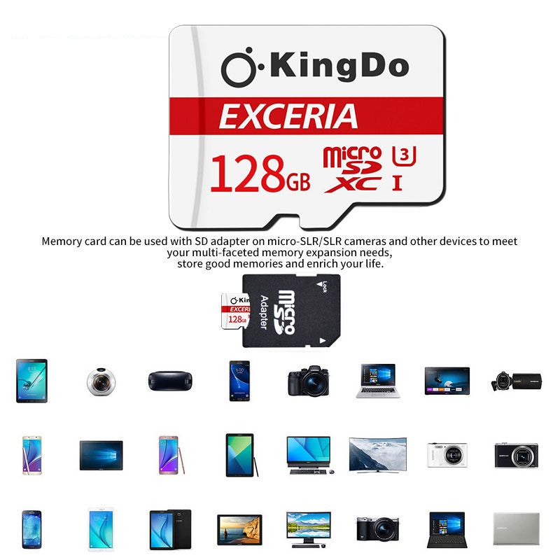 128GB  Memory Micro SD Card HC Class 10 128G + Reader  Đồng hồ LED quà tặng