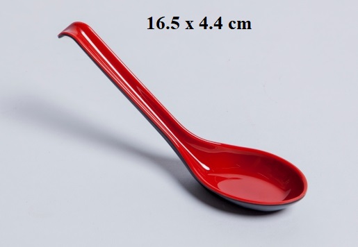 Muỗng nhựa Melamine 2 lớp đỏ đen nhiều Size