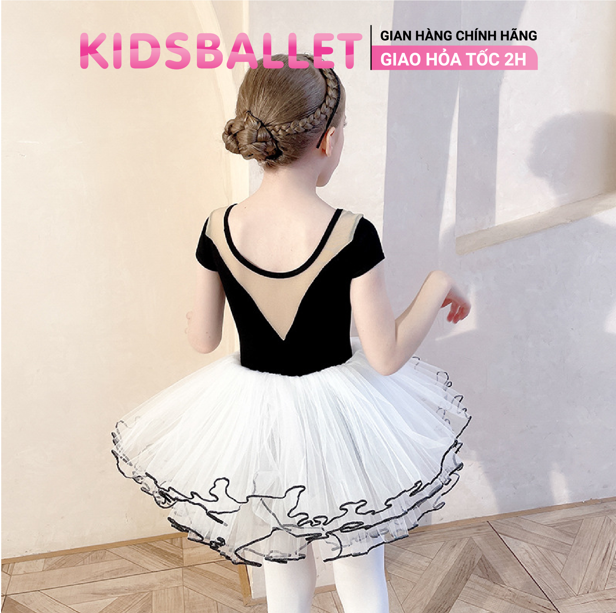 Đầm múa ballet bé gái Ginger World PD361 - Trắng