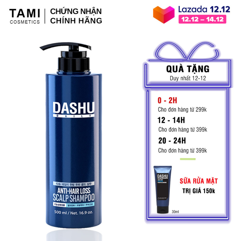 Dầu gội ngăn rụng tóc dành cho nam DASHU Anti - Hair Loss Scalp Shampoo Phục hồi tóc hư tổn Sạch gàu và ngứa dầu gội Hàn Quốc 500ml TM-DG01