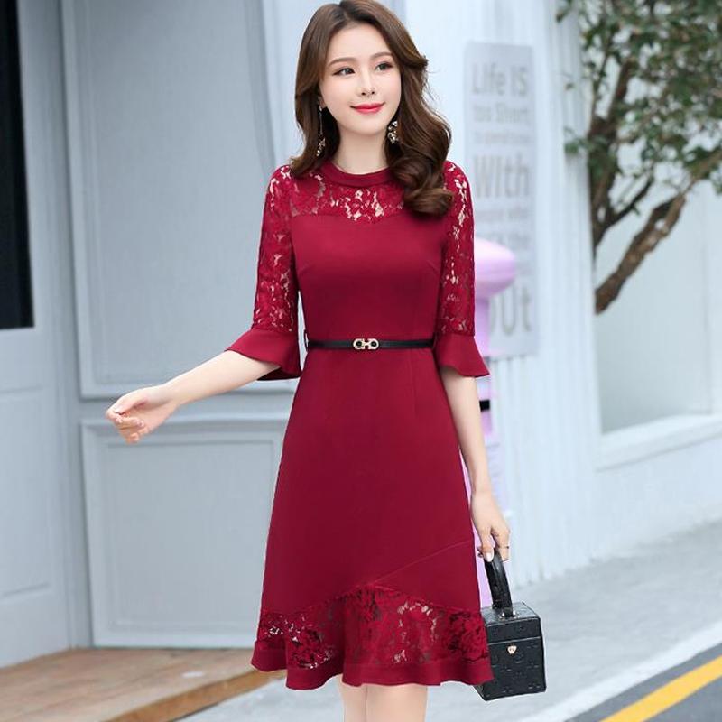 Đầm đỏ body dự tiệc phối ren đuôi cá cao cấp