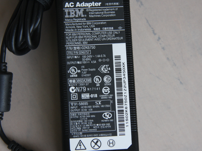 Adapter 16V 4.5A IBM Original
