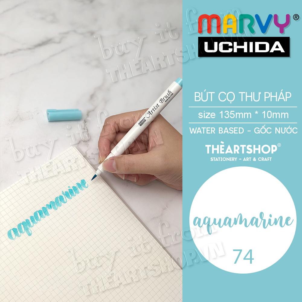 [THEARTSHOP] Bút đầu cọ thư pháp màu nước MARVY Artist Brush - Blue series