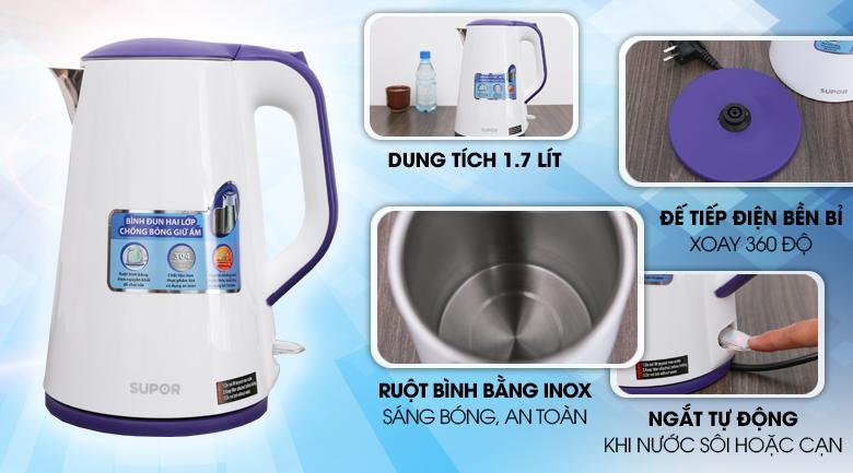 Bình siêu tốc Supor 1.7 lít SWF17S20AVN