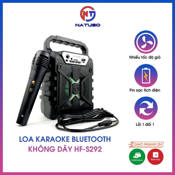 Loa bluetooth karaoke mini không dây kèm micro có dây HF-S292 nghe nhạc âm thanh sống động đèn led đổi màu
