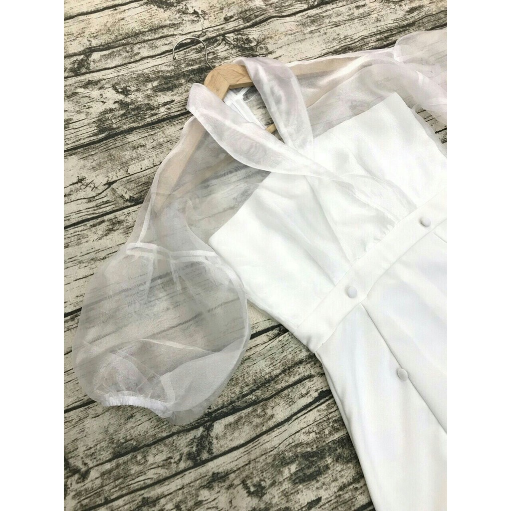 (S M L XL) ĐẦM DỰ TIỆC TRẮNG PHỐI VOAN KIẾNG