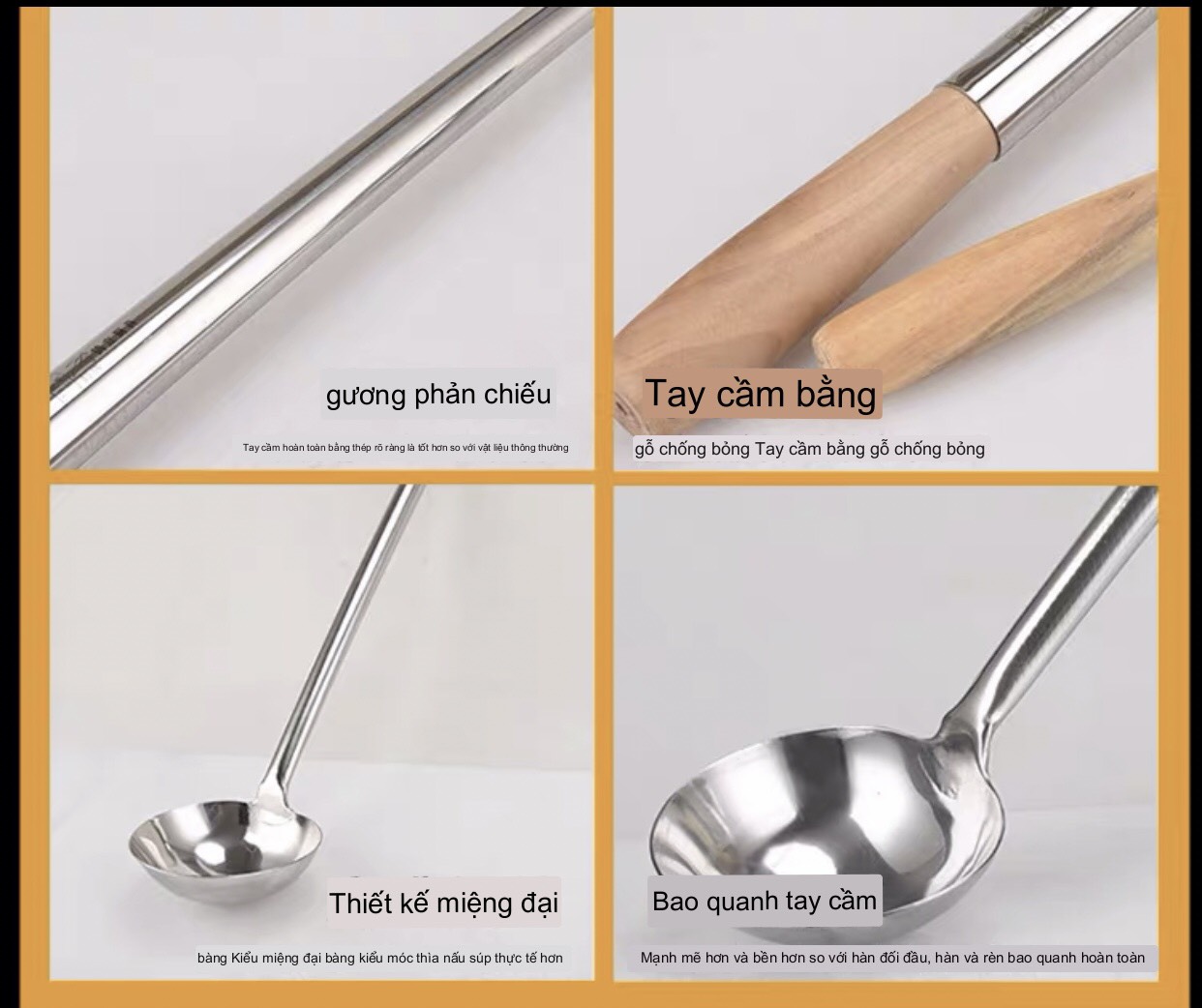 Vá inox cán gỗ dày bóng nhiều kích thước