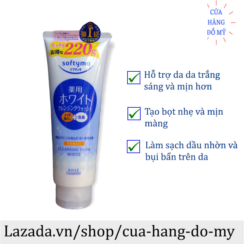 Sữa rửa mặt Kose Softymo Cleansing Foam Collagen   White  Hyalyronic Acid 220g - shop  Shop Hong1008