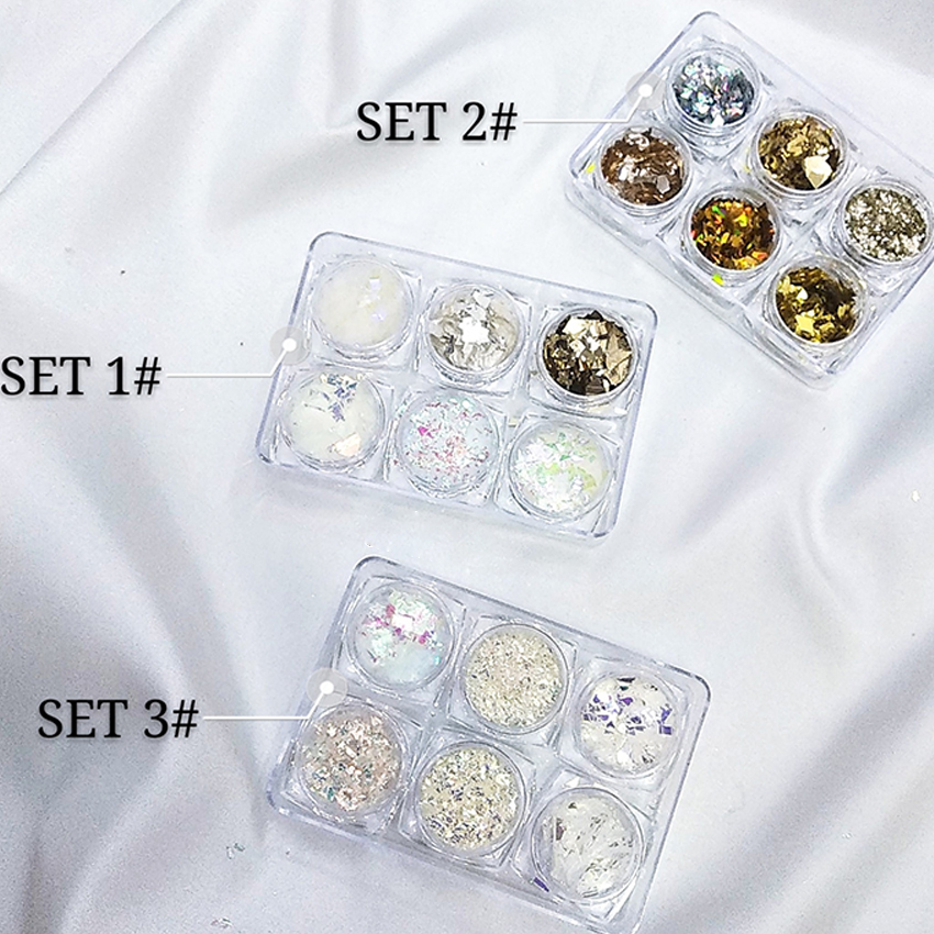 [HCM]Set 6 hũ thủy tinh vụn trang trí móng