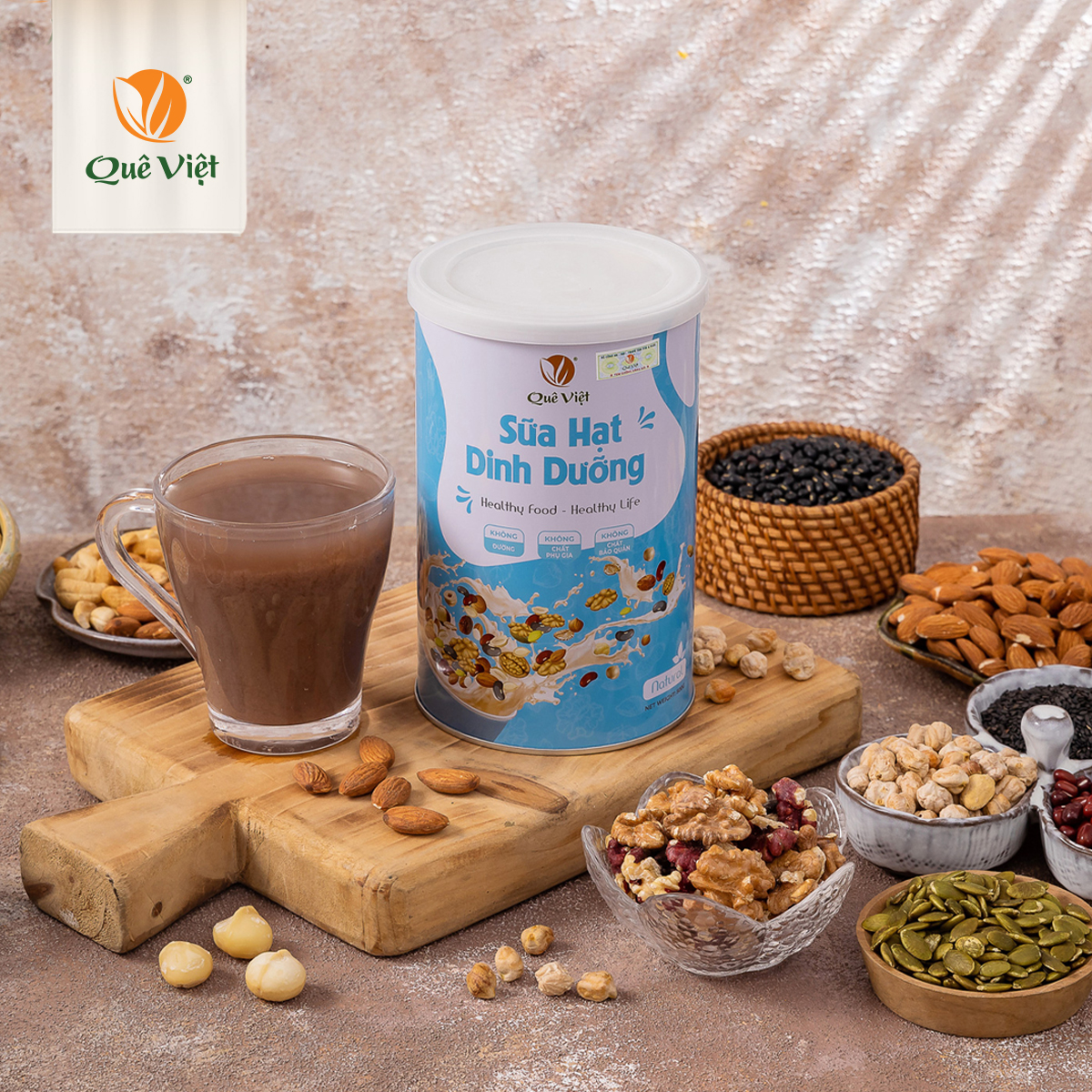Sữa hạt dinh dưỡng Quê Việt (Lon 500G)