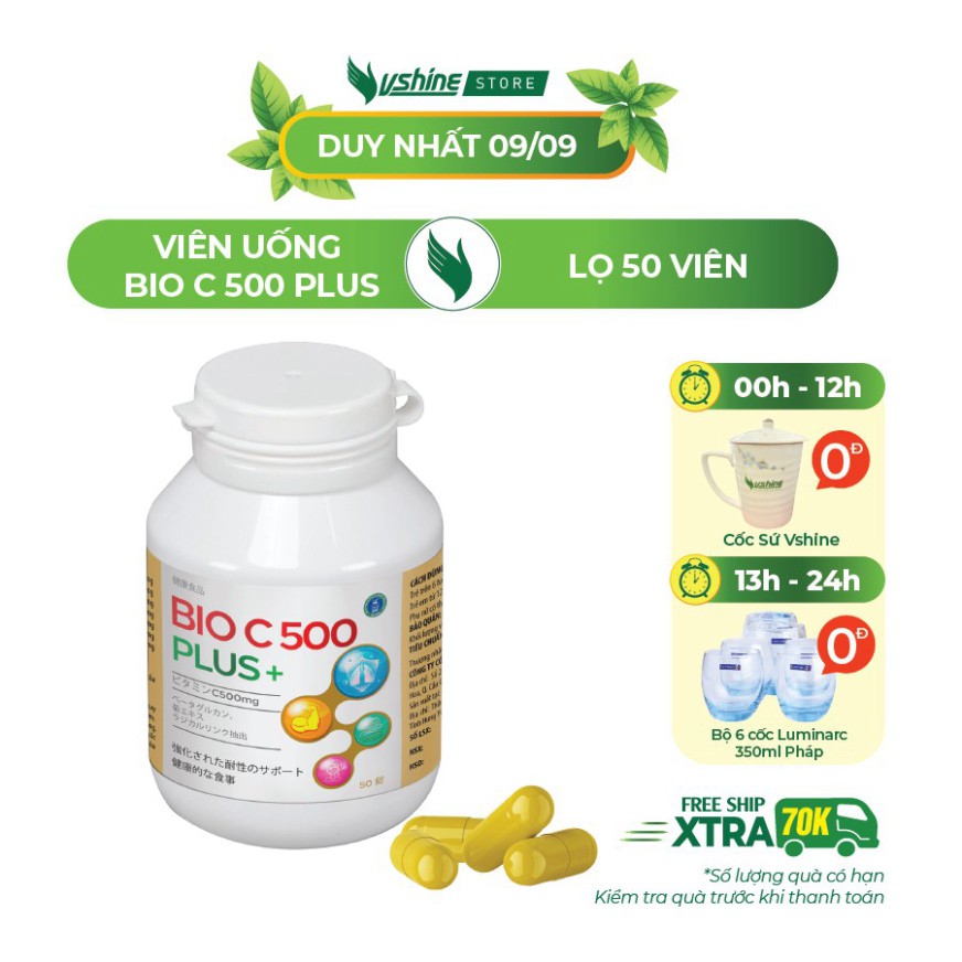 Combo 2 hộp - tăng cường đề kháng bio c 500 plus + - vitamin c, xuyên tâm liên
