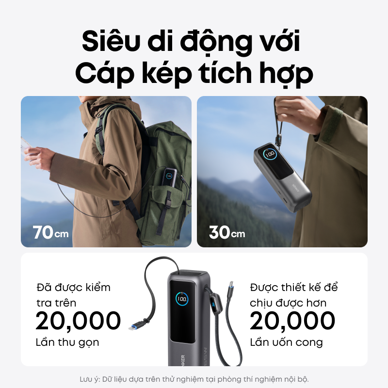 Anker Power Bank 25,000mAh Portable Charger with Triple 165W USB-C Ports Multi-Device Charging, Built-In and Retractable Cables, for iPhone 17... - Ảnh 4