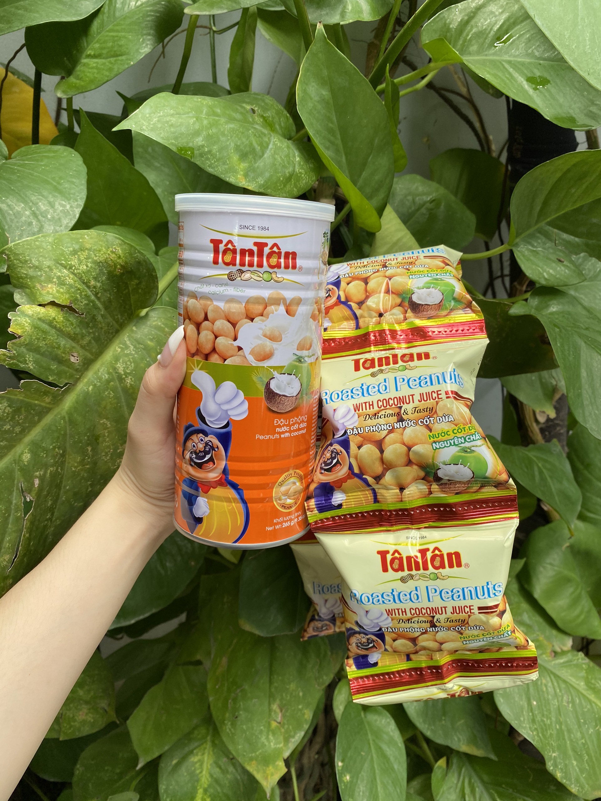 Đậu Phộng Nước Cốt Dừa Tân Tân Peanuts With Coconut (Lốc 10 gói x 15g)