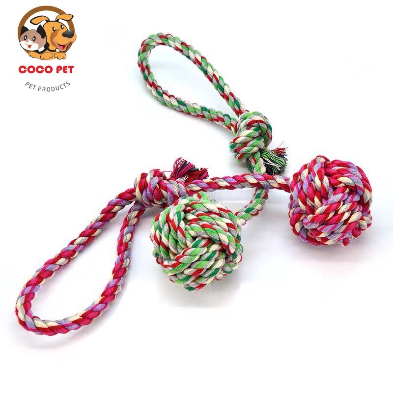 Đồ Chơi Bóng Cuộn Thừng Tập Cắn Có Tay Cầm Cho Chó Mèo - Đồ Chơi Chó Mèo CoCopet Shop