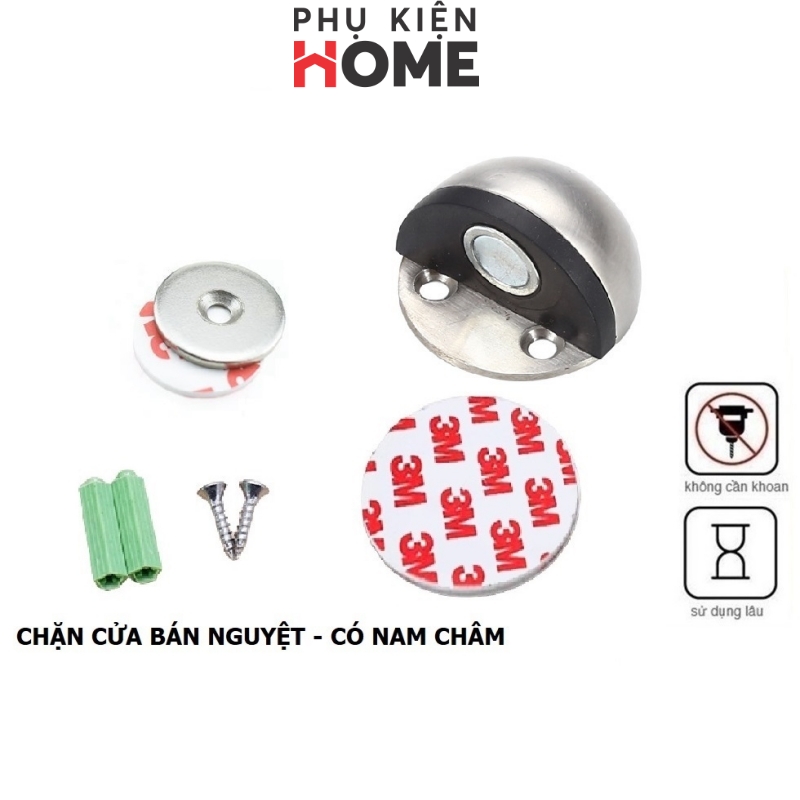 Chặn Cửa Bán Nguyệt Hít Nam Châm, Chặn Cửa  Gắn Sàn Giúp Hạn Chế Va Đập Cho Cánh Cửa Phù Hợp Với Các Loại Cửa, An Toàn Cho Trẻ Nhỏ. Phụ Kiện Home 1200