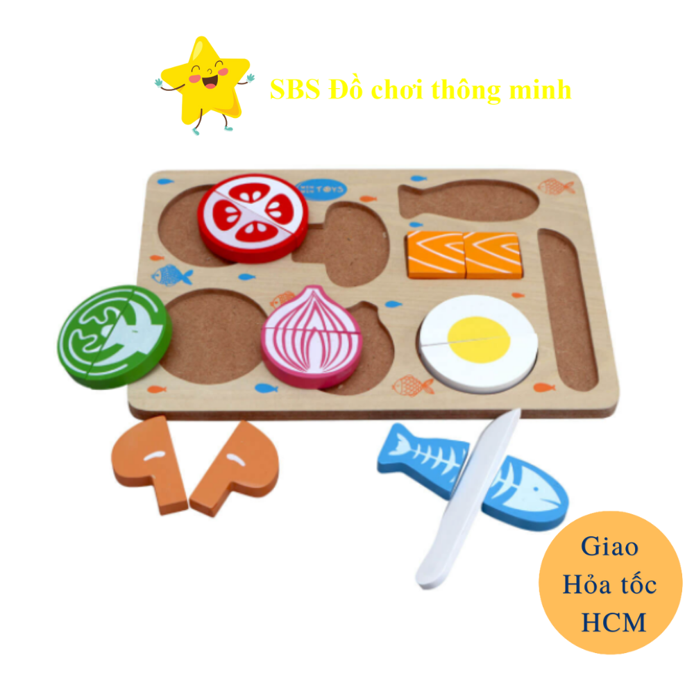 [Hoàn tiền 10%]Đồ chơi gỗ - Bộ cắt thực phẩm Winwintoys