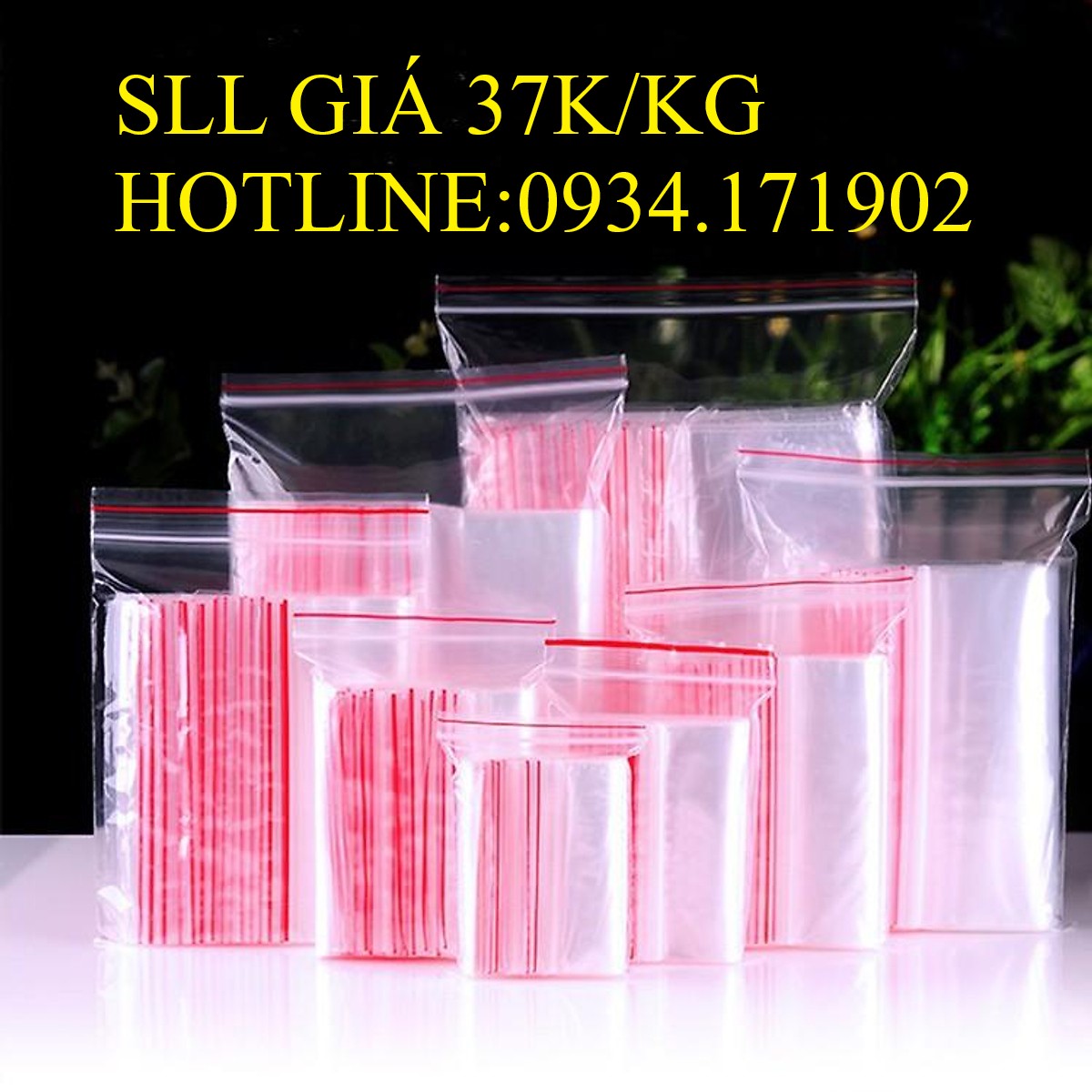 1 Kg Túi zip chỉ đỏ đủ các size
