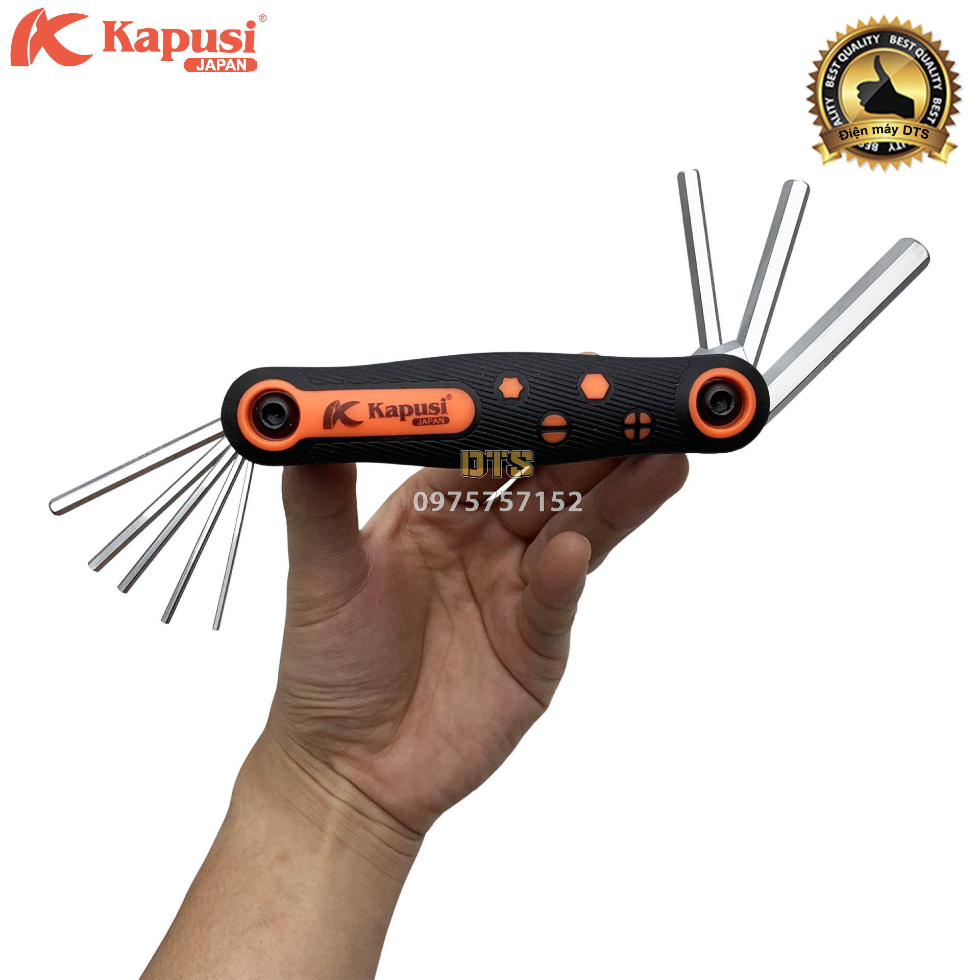 Bộ lục giác gập thép CR-V 6150 Eacker, Kapusi 8 chi tiết 1.5mm – 8mm, bộ khóa lục giác xếp 8 trong 1 hệ mét đa năng chuyên nghiệp, bộ lục giác gấp gọn, bộ lục giác xịn
