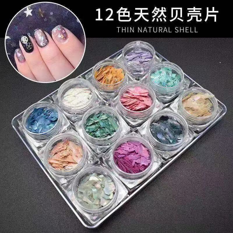 Set khảm xà cừ vân gỗ 12 hũ dùng ẩn trang trí móng