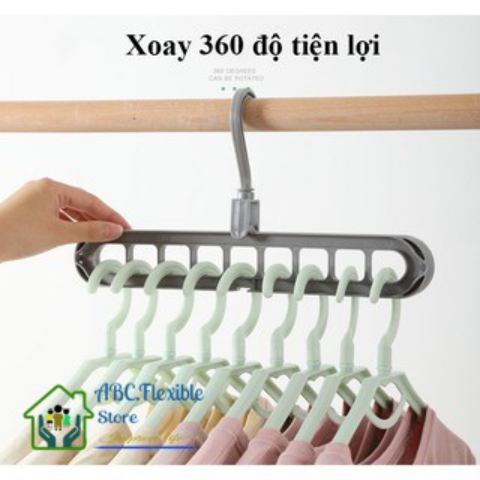 [HÀNG LOẠI 1] combo 5 Móc treo quần áo thông minh tiết kiệm diện tích tủ đứng thanh nhựa 9 lỗ mắc phơi đa năng tiện lợi