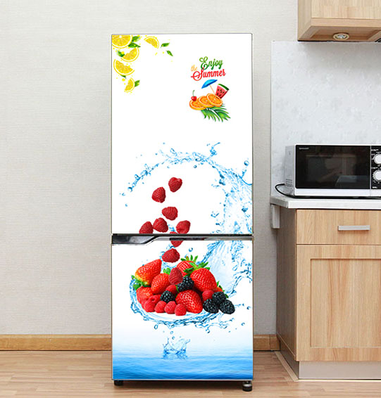 Decal cao cấp chống thấm dán tủ lạnh -Trai cay 2023