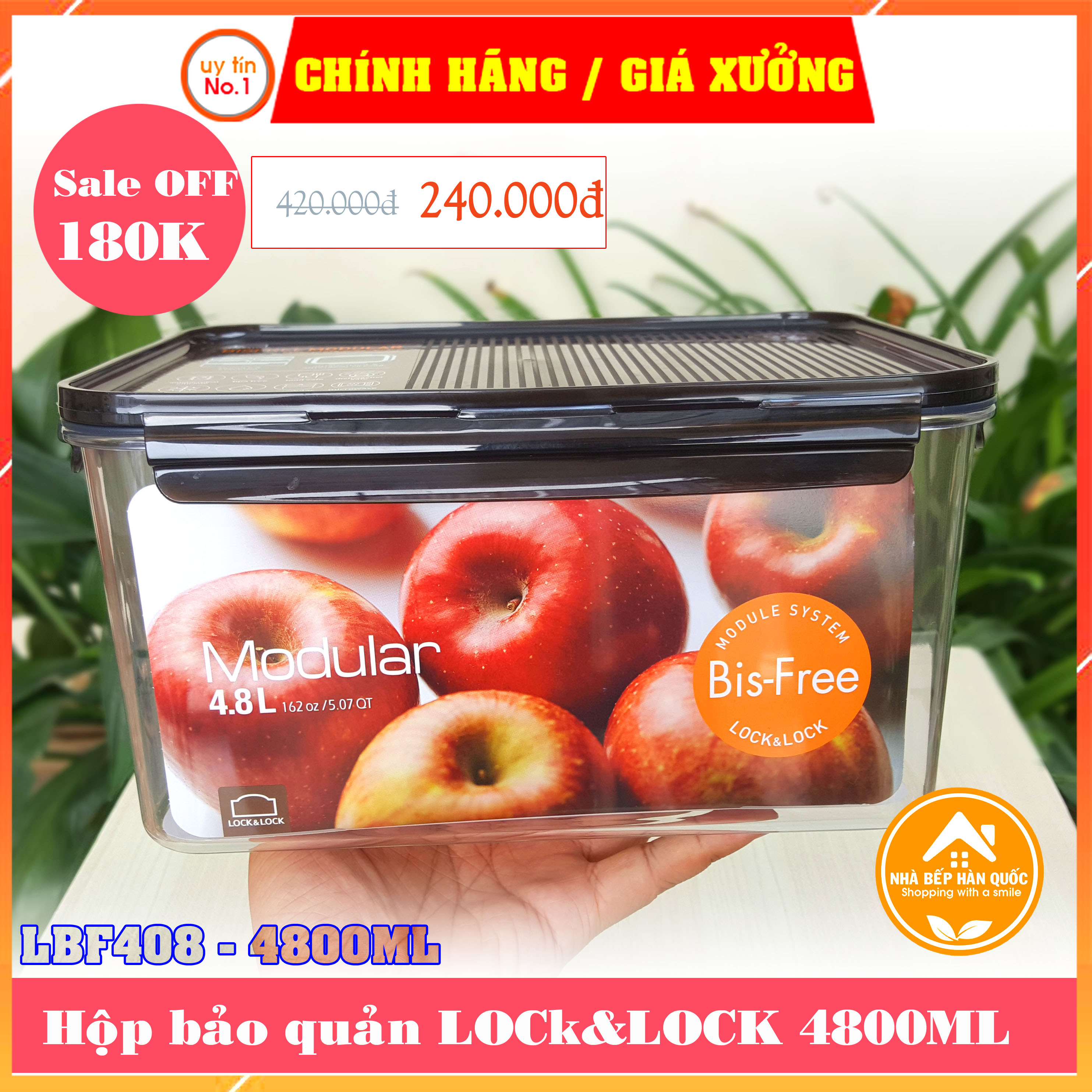 Hộp bảo quản thực phẩm 3500ml &4800ml  Lock&Lock Bisfree Modular - LBF407&LBF408