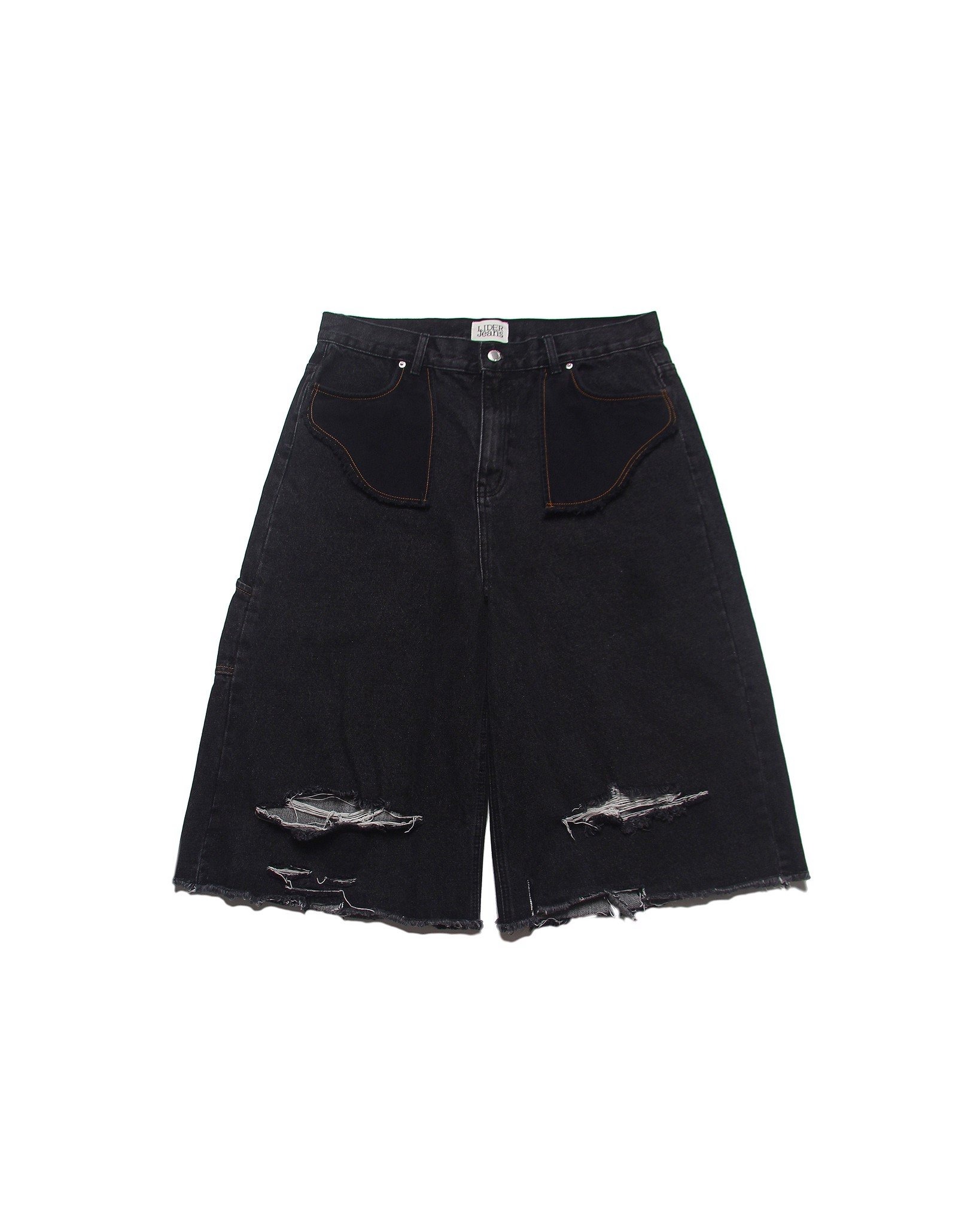 CARPENTER DENIM SHORTS - Washed Black