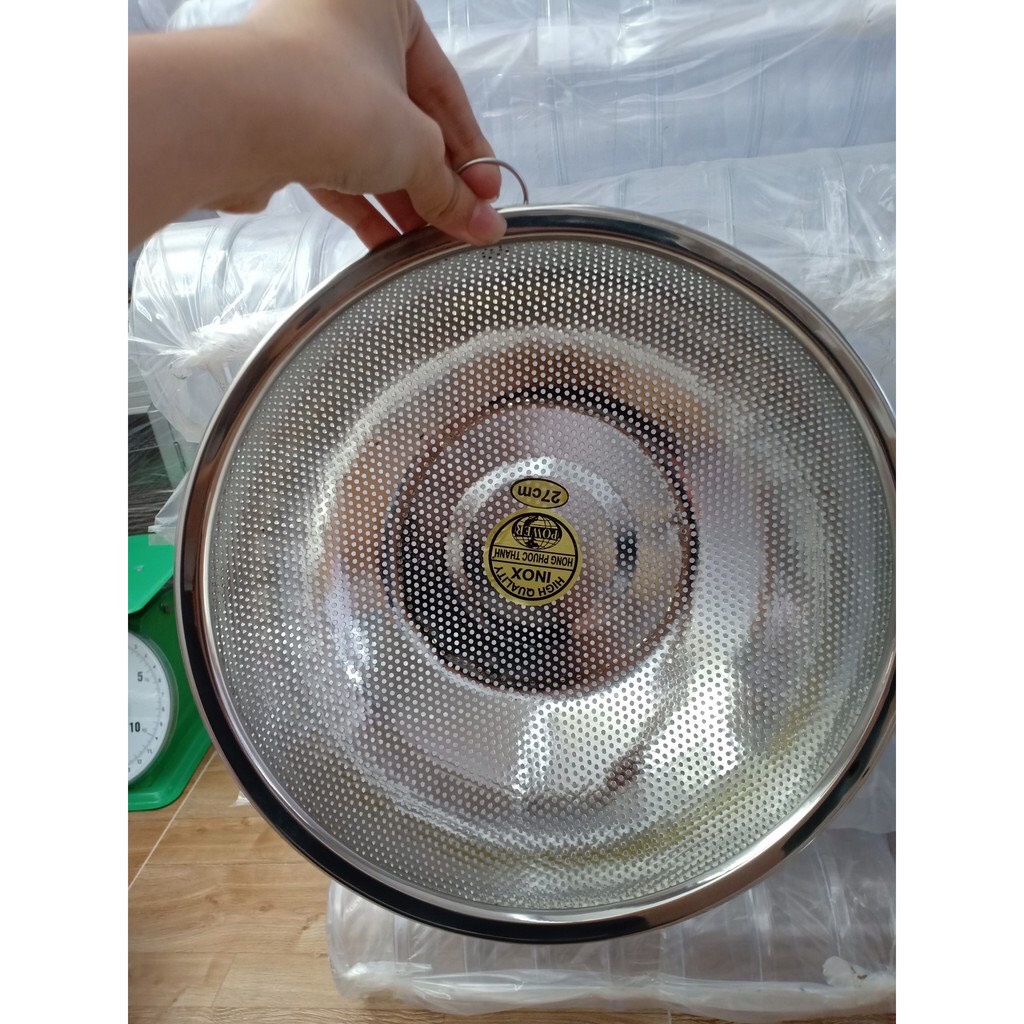 Rổ inox, rỗ inox tròn cao cấp loại 1, rỗ lưới dày inox 304 đựng trái cây, đồ chiên