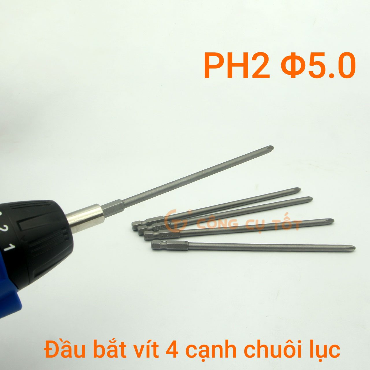 Đầu bắt vít 4 cạnh PH2 chuôi lục size tùy chọn