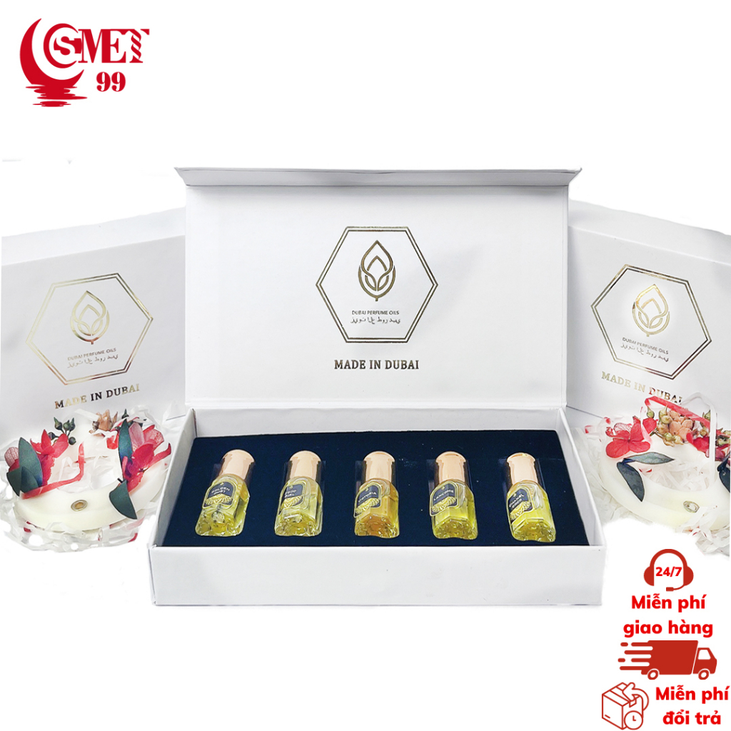 Set 5 lọ tinh dầu nước hoa dubai mini dạng lăn siêu thơm