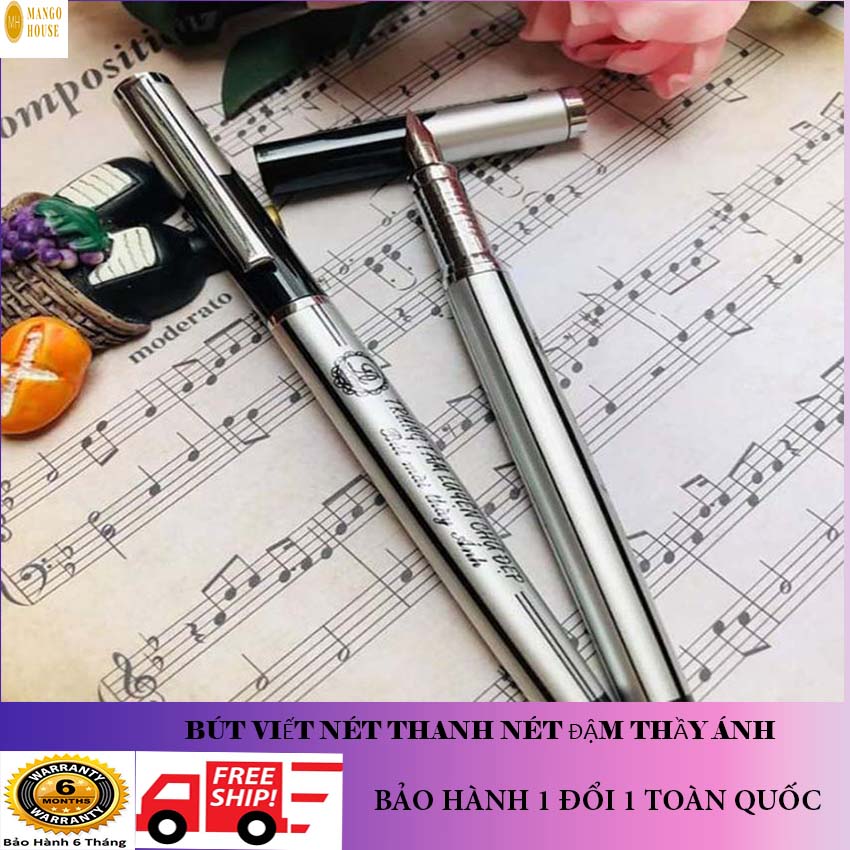 Bút luyện viét chữ đẹp Thầy Ánh B75-Vỏ nhôm, tạo nét thanh nét đậm nhẹ tặng kèm 1 ngòi