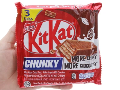 Bánh xốp phủ socola KitKat Chunky gói 114g (38g x 3) Cocoa Nestle