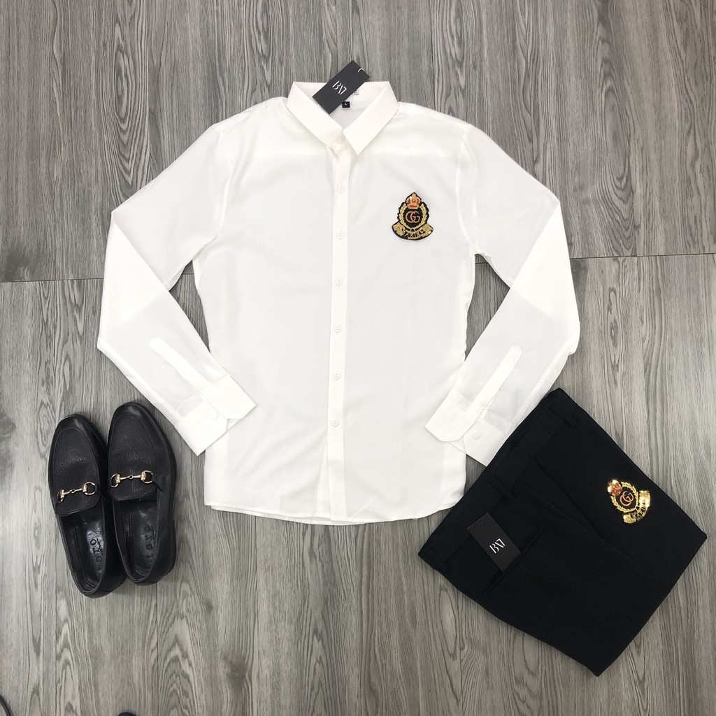 [Sơ Mi + Quần Âu] Combo Quần Âu + Sơ Mi Đính Đá Ong Vàng Siêu Rẻ (Ramdom Logo)