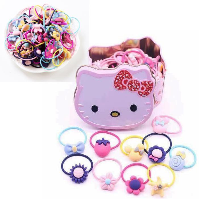 [HCM][ GIÁ SỈ HỘP 40 CÁI DÂY CỘT TÓC DỄ THƯƠNG ] -DÂY CỘT TÓC ĐỦ MÀU HỘP HÌNH KITTY CHO BÉ GÁI