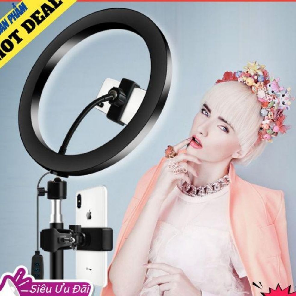 Đèn livestream 26cm 2 kẹp đt cao 2m1