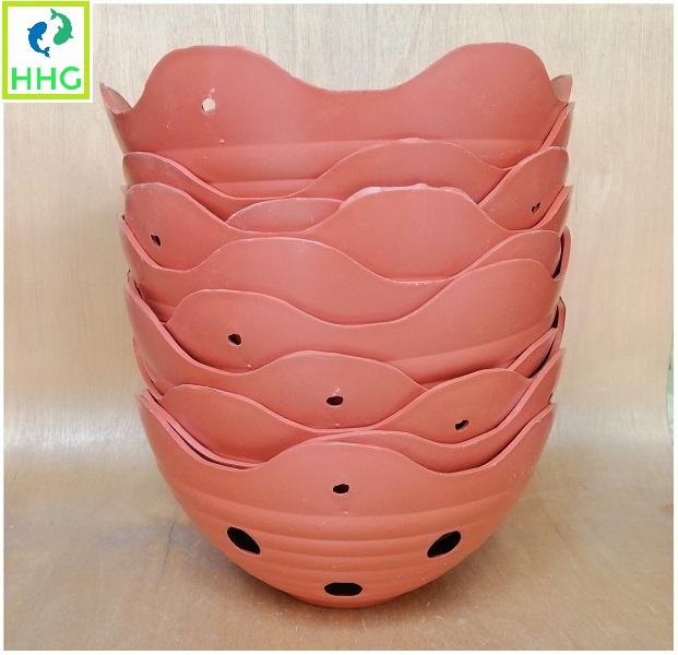 10 chậu giả gốm lượn sóng trồng lan fi20