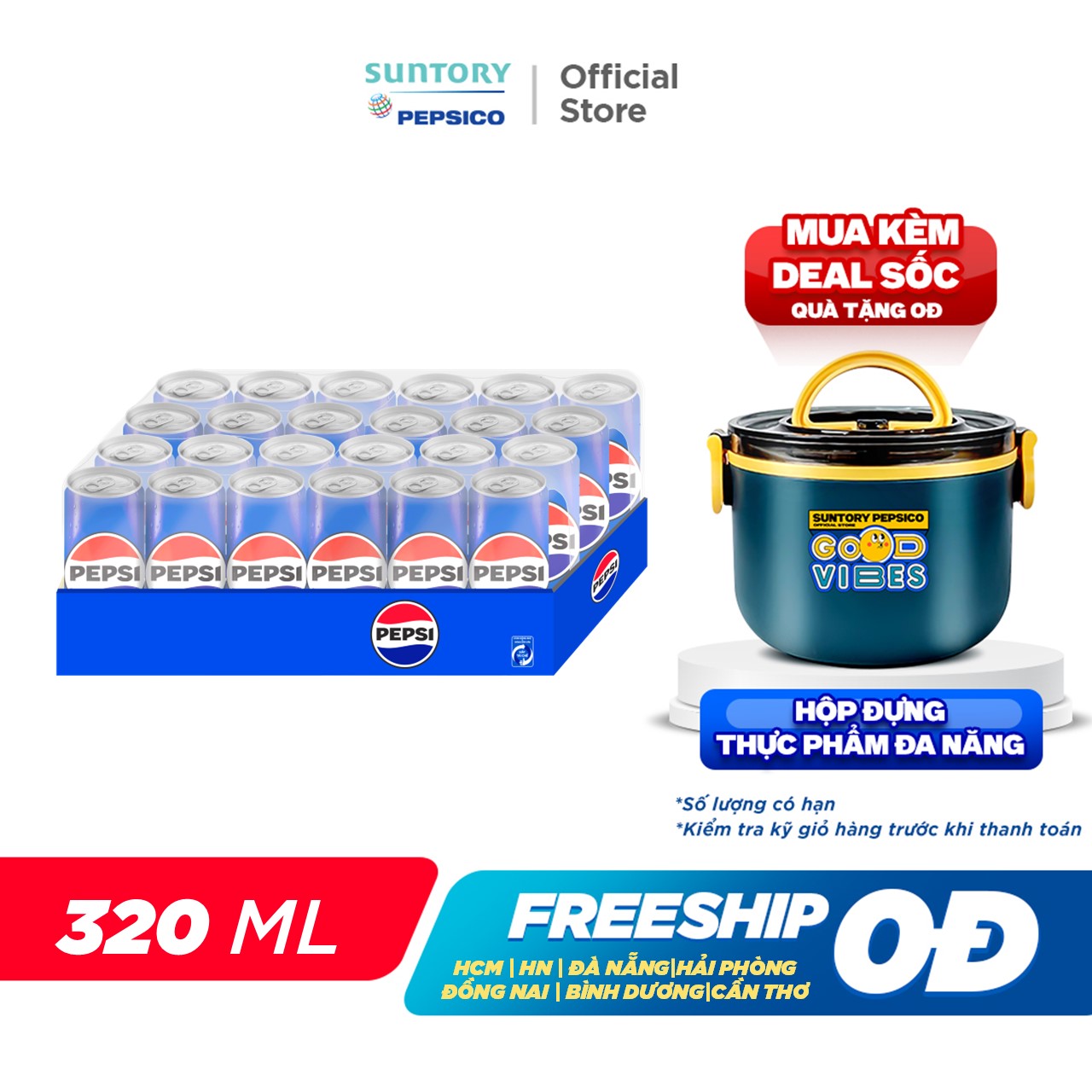 [SALE 15.7] Thùng Nước Ngọt Giải Khát Có Gaz Pepsi (320ml/lon hoặc 350ml/lon)