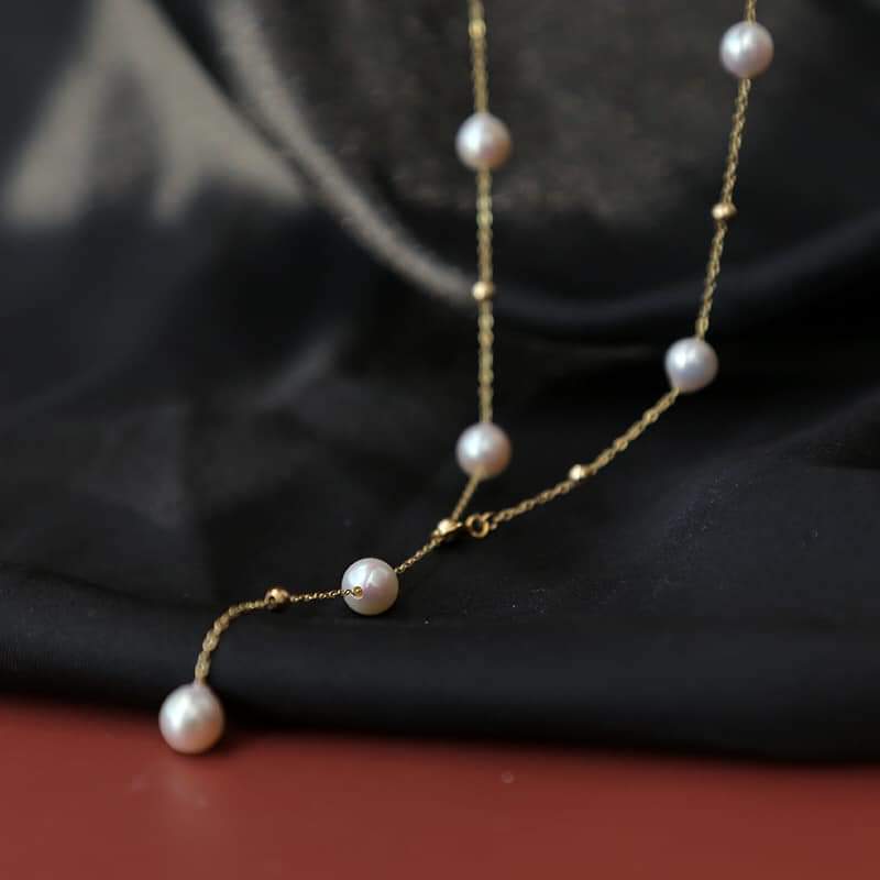 Real pearl necklace natural freshwater coordinating silver wire TA to chảnh-committed real pearl silver Standard