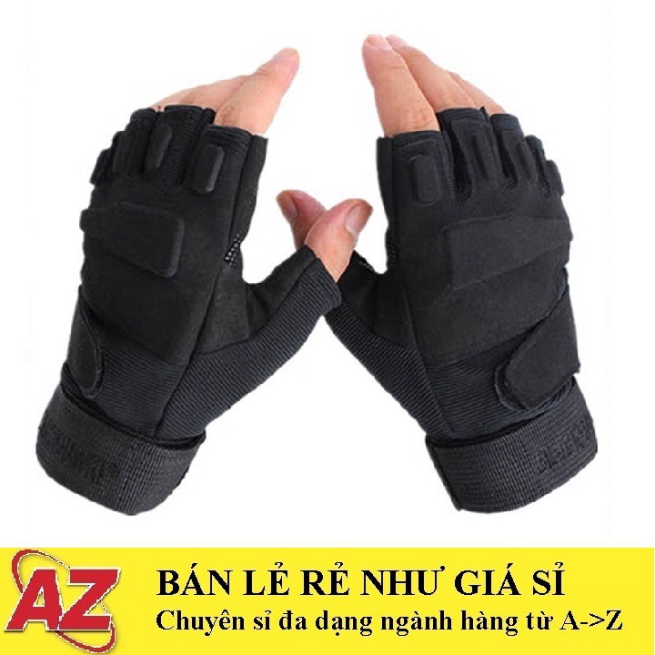Giá Sỉ - Găng Tay Xe Máy, Đi Phượt Cụt Ngón Blackhawk Cao Cấp