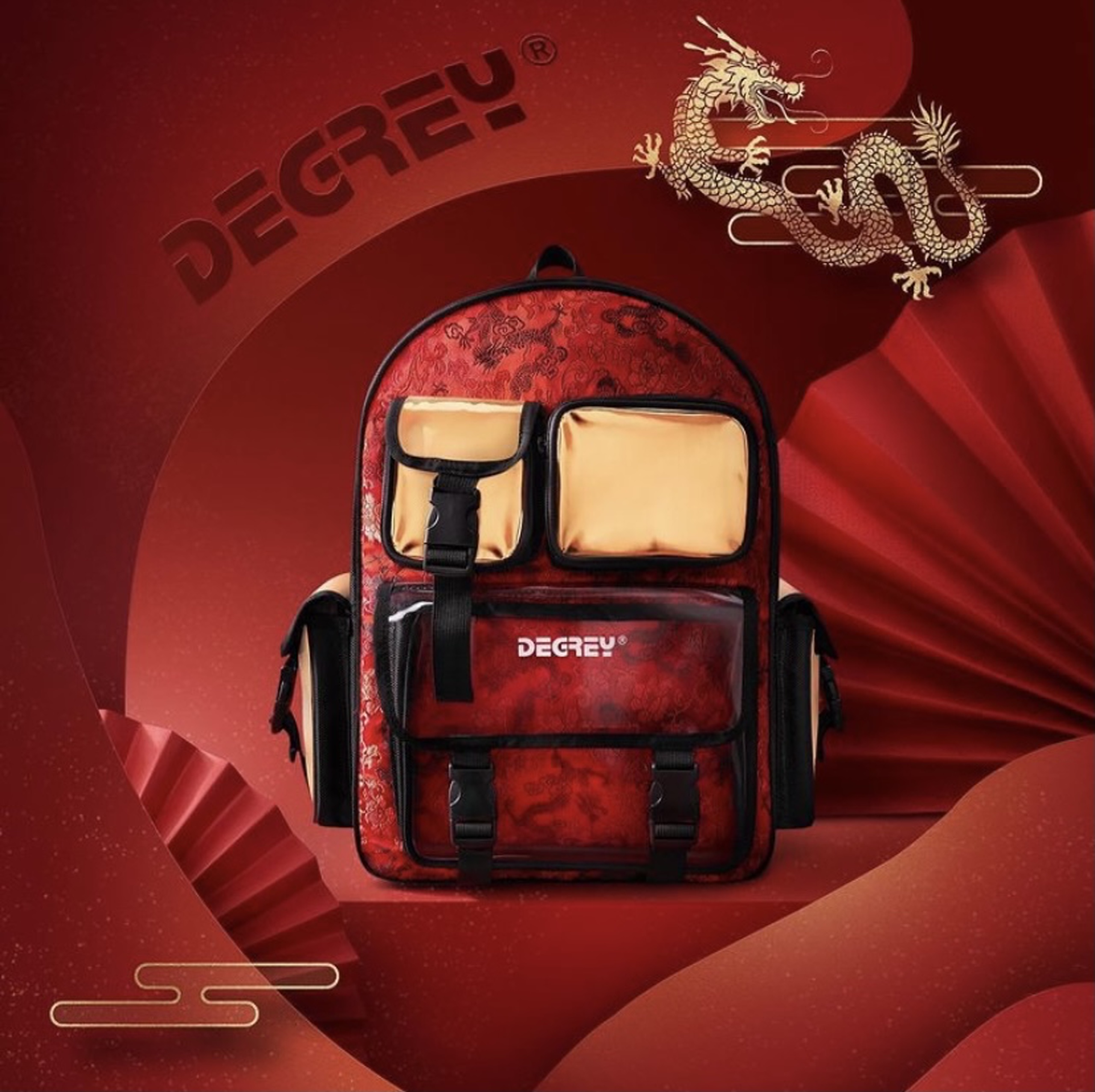 Balo Degrey họa tiết Gấm đỏ