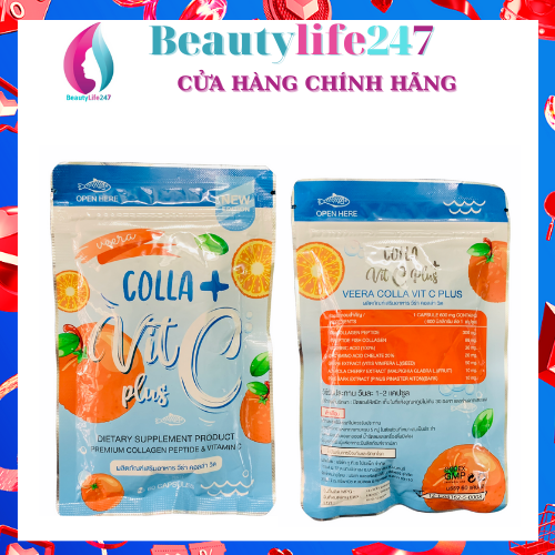 [HCM]Viên uống trắng da collagen COLLA VIT C PLUS THÁI LAN (gói 60 viên)