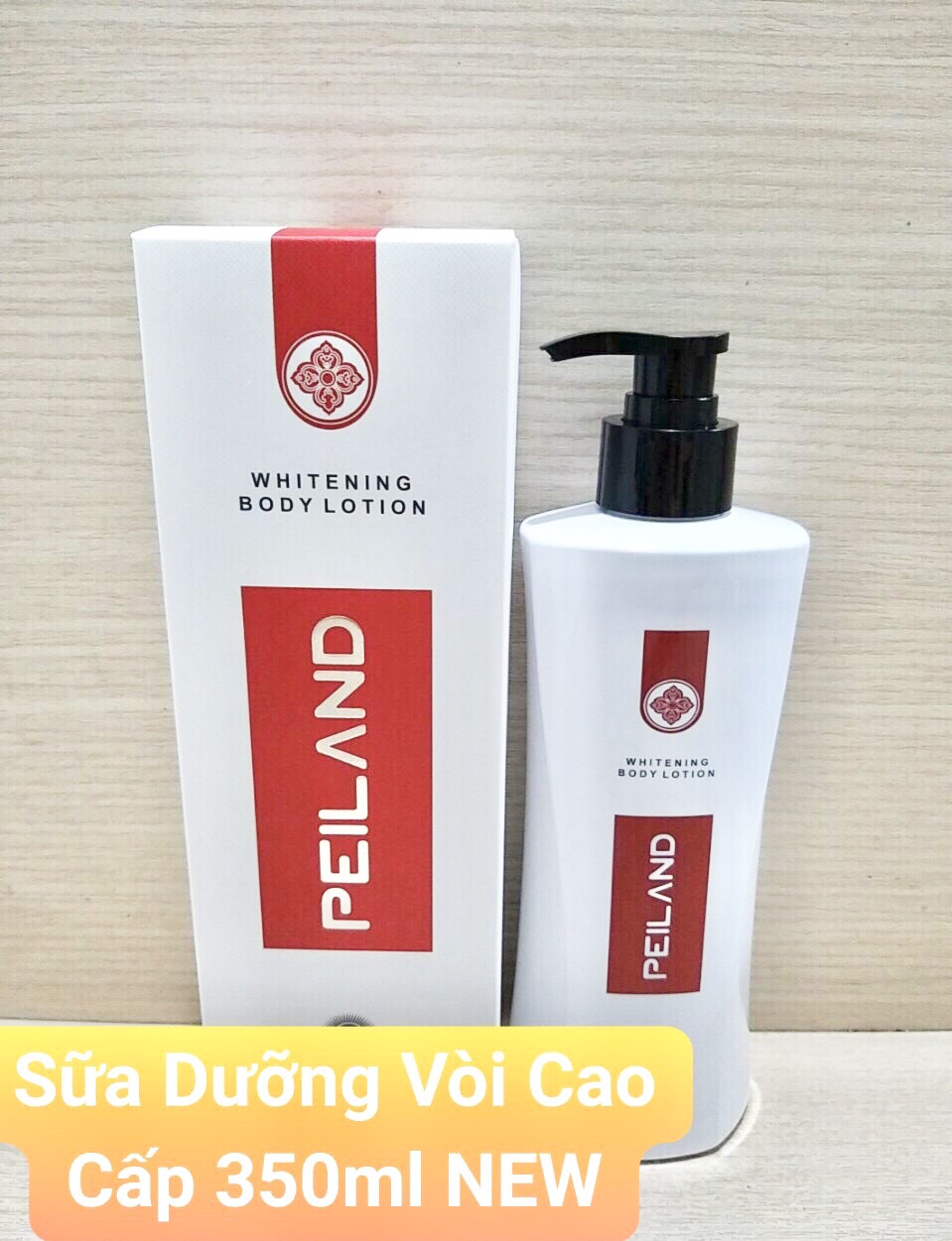 Sữa dưỡng thể peiland trắng da có vòi 350ml chai đỏ