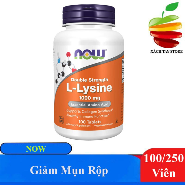 Viên Uống L-Lysine NOW Giúp Giảm Mụn Rộp ( Herpes simplex-1 HSV-1 )