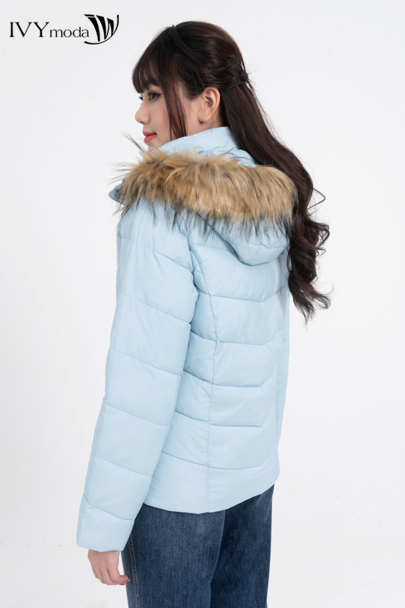 [OUTLET - Không đổi trả] Áo khoác gió phao nữ cổ viền lông IVY moda MS 70B9103