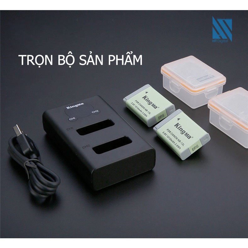 Dock sạc 2 + 2 pin canon nb-13l kingma dùng cho máy canon g7xii g7x3 g5x g9x sx620 sx720