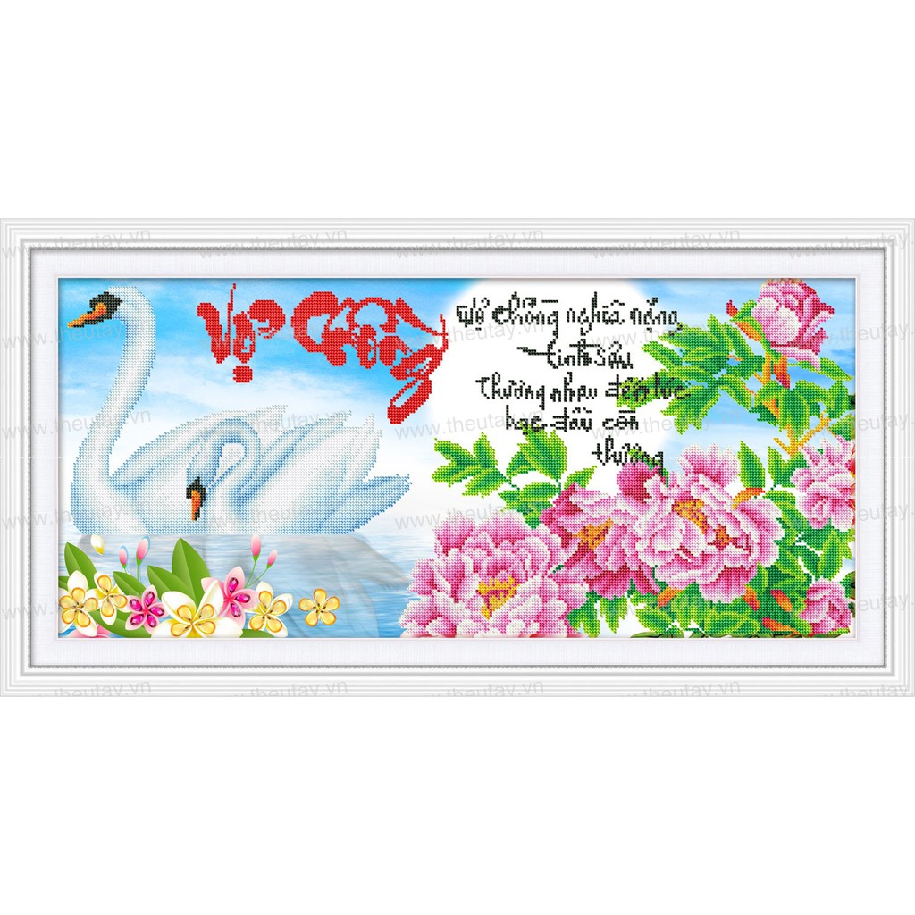 [ Siêu rẻ ] Tranh đính đá thư pháp Vợ chồng kích thước 90*45cm
