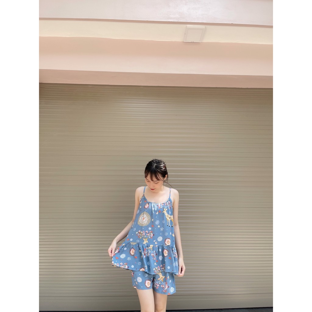 Đồ bộ bầu mùa hè chất đũi lụa mặc đi chơi ở nhà chất siêu mát