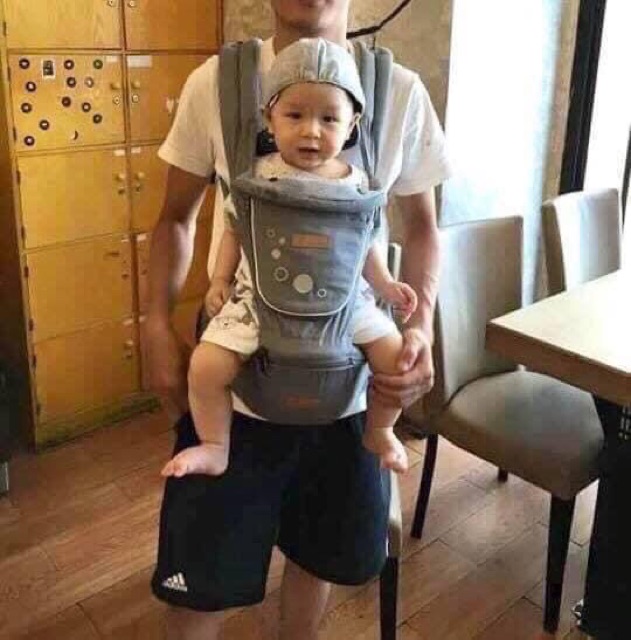 Địu Ngồi Hàn Quốc Aimama có che đầu cho bé